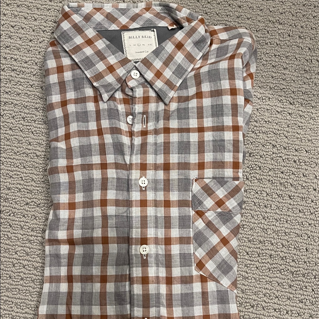 Billy Reid Men's Checkered Shirt In Brown And Gray